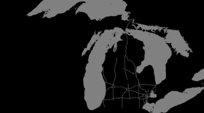 Map of Michigan with different colored stars overlayed labelled February